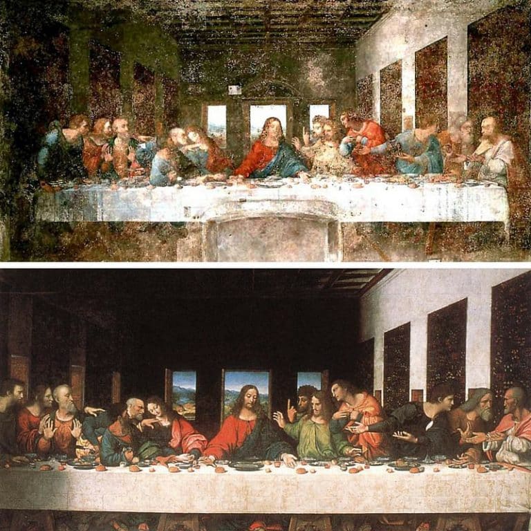 The Last Supper before and after restoration