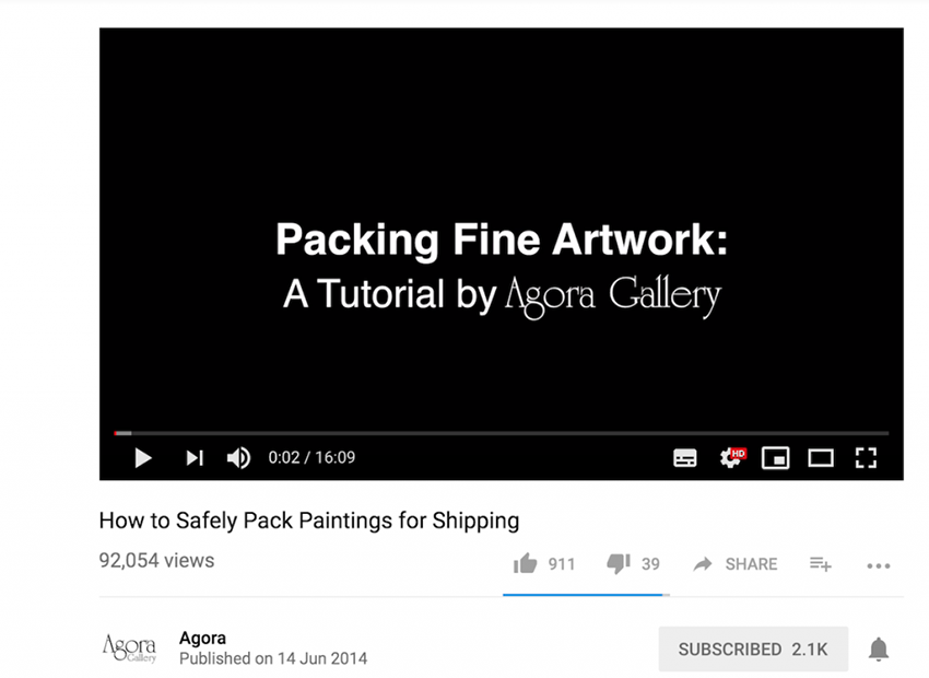 Vídeo tutorial en el canal de Youtube de Agora Gallery