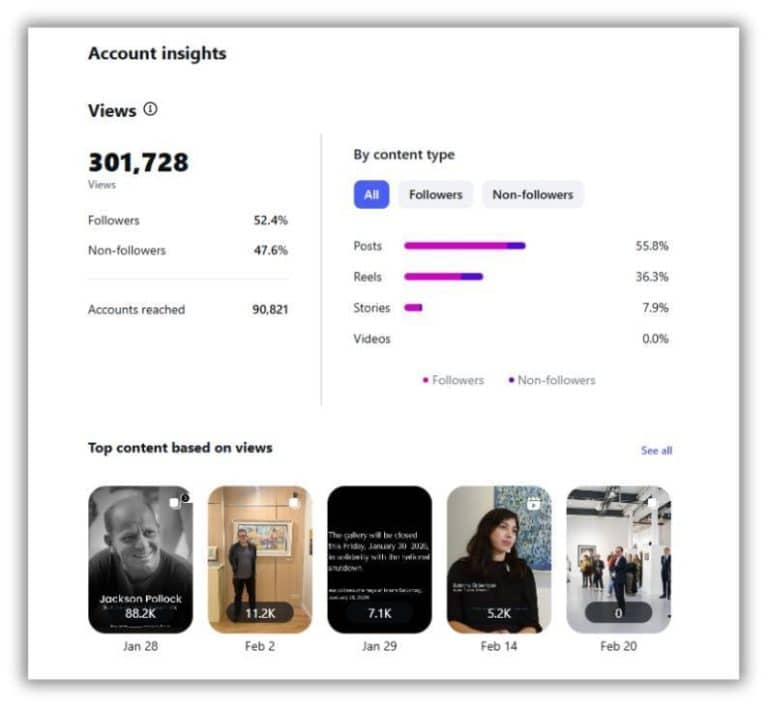 Example of Instagram Insights