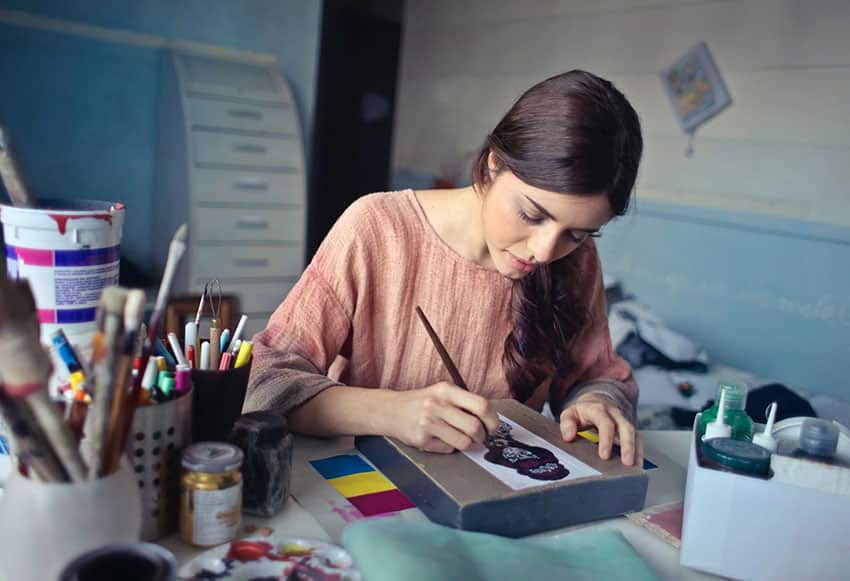 Woman creating art