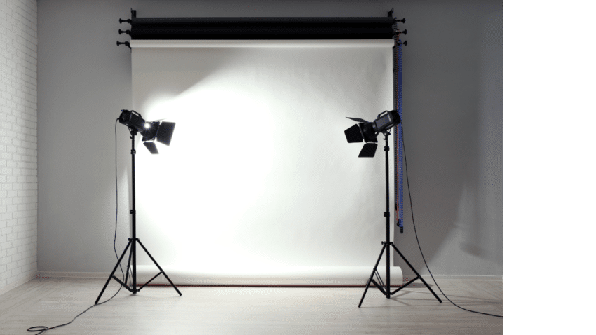 White screen with photography lights