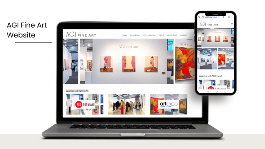 Visual representation of the AGI Fine Art website, emphasizing its unique design and branding identity.